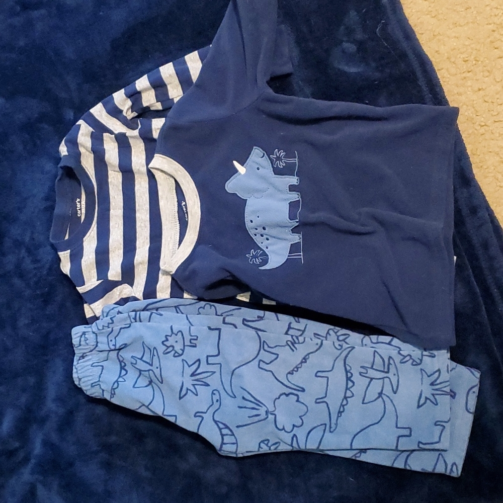 Carter's 3 pc Fleece Dinosaur PJ set 2T